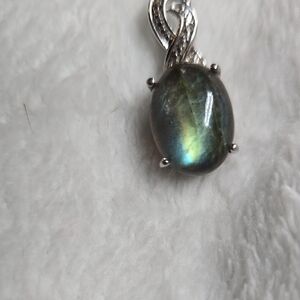Elegant Silver & Blue Fire Labradorite Sterling Silver Pendant Necklace